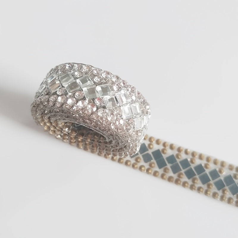 O'z-o'zidan yopishadigan rhinestone chiziq avtomobil bezatish uchun sovg'a materiallari, kumush porloq lenta