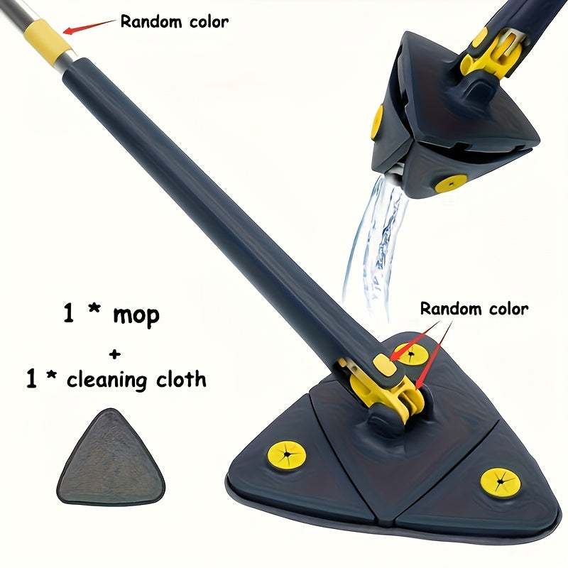 360° Rotating Triangular Mop Set with 5 Reusable Pads for Wet Dry Floor Wall Ceiling Cleaning