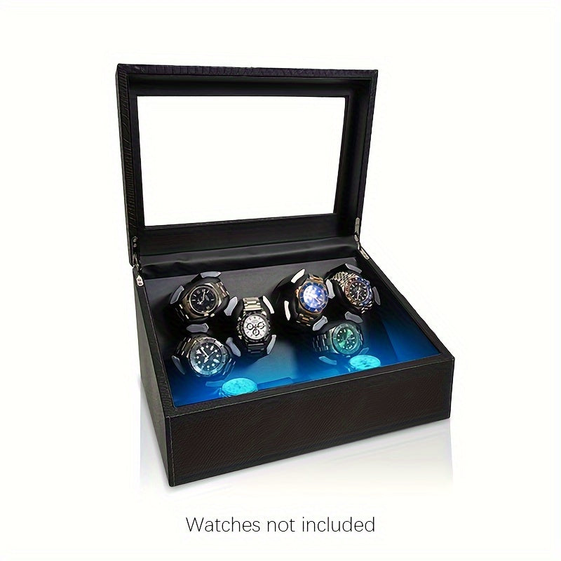 Avtomatik soatlar uchun 3/6 joyli, LED orqa yoritish va yumshoq yostiqchali hashamatli soat aylantiruvchi.