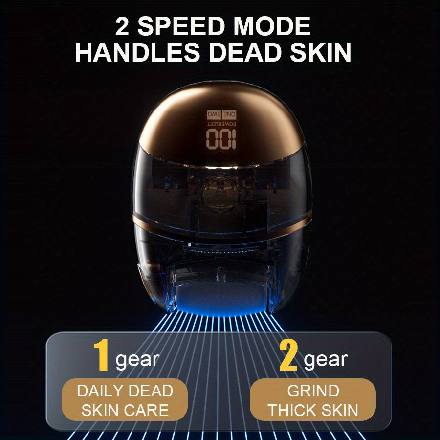 Electric Foot Grinder with LED Display and Spare Heads for Calloused Skin Removal Portable Cordless Pedicure Tool