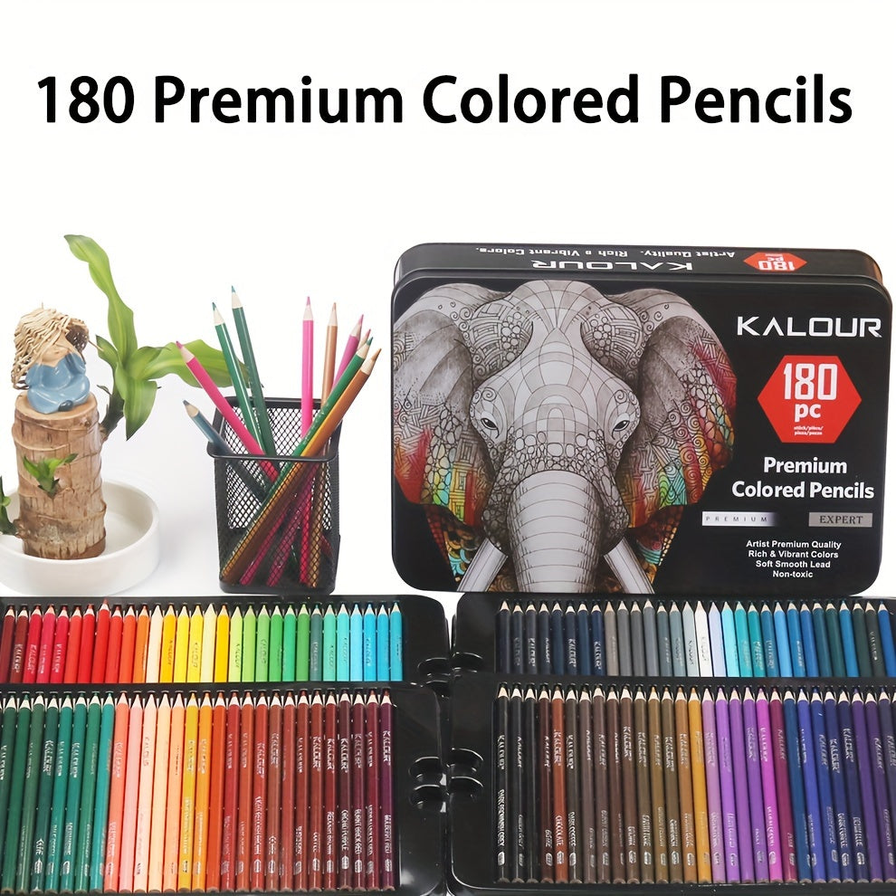 180 Color Luxury Colored Pencils Set in Iron Box for Art Drawing
