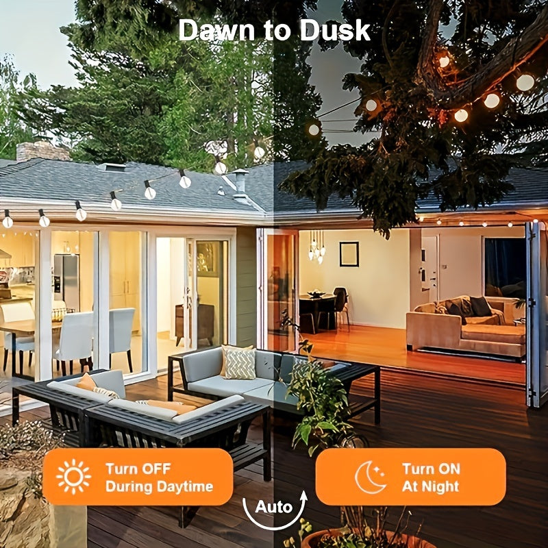 XBATE Quyosh G40 Qator Chiroqlari Masofadan Boshqarish Bilan - 8 Rejim, LED, Sinishdan Himoyalangan Lampochkalar, Tashqi Joylar Uchun Dimmerli Patio Osma Chiroqlar, Har Xil Ob-Havo Sharoitlariga Bardoshli, Quyosh Energiya Bilan Ishlaydi.