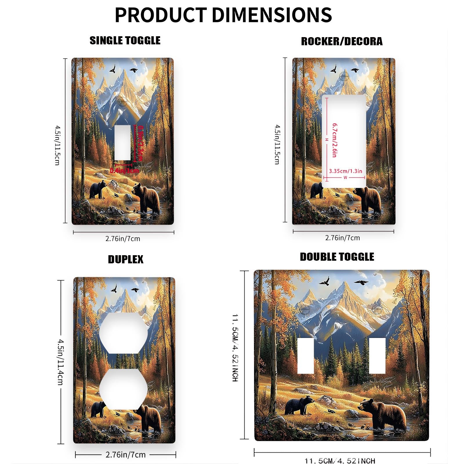 Forest Bears Light Switch Cover for Country Decor in Bathrooms Bedrooms Living Rooms No Power Needed