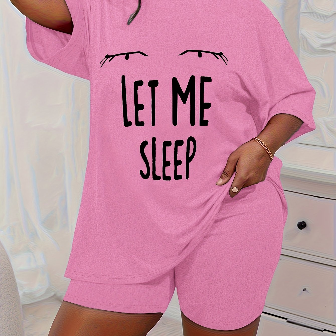Women Plus Size Leopard Print Sleepwear Set Short Sleeve T-Shirt Shorts