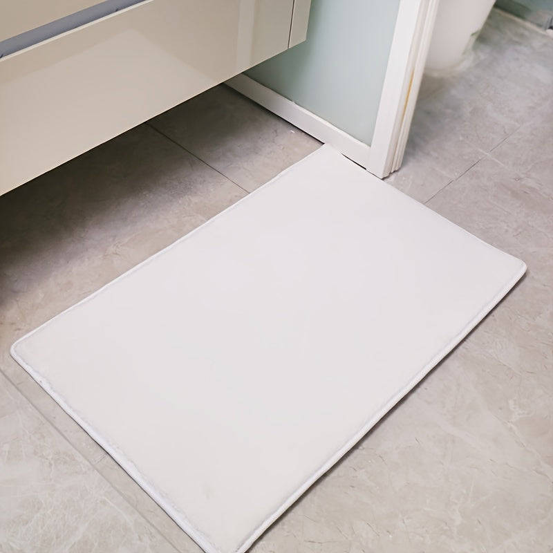 Oblong Bath Rug Non-Slip Quick-Dry Absorbent Polyester 1.8cm Thick