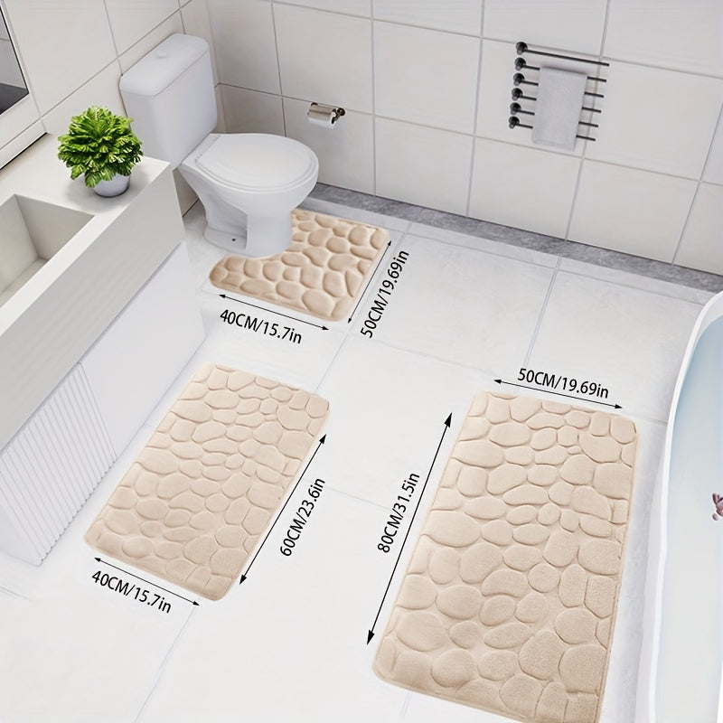 Juego de 3 alfombrillas de baño navideñas, ultra absorbentes, antideslizantes, de felpa suave de punto de poliéster para bañera, ducha y hogar