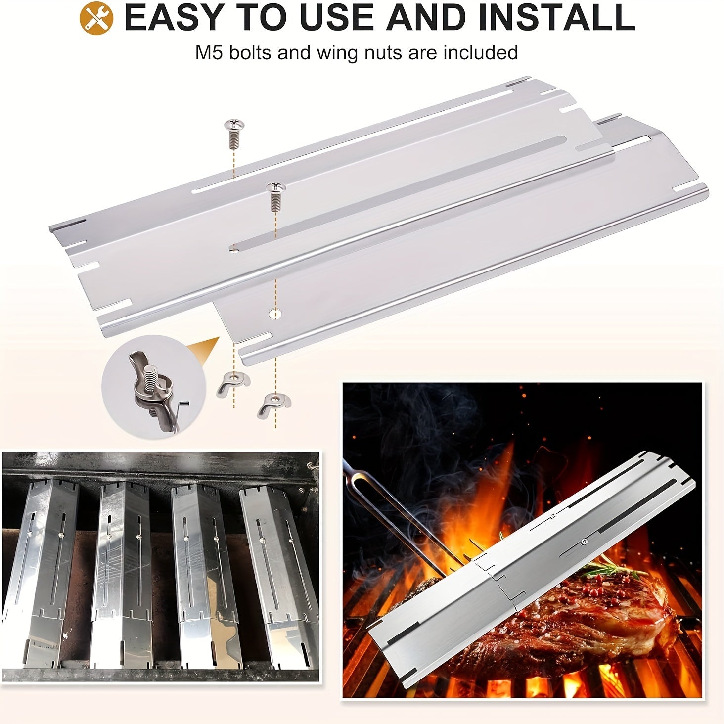 Pack of 3 universal BBQ heating plates for tent gas grills with adjustable flame regulator