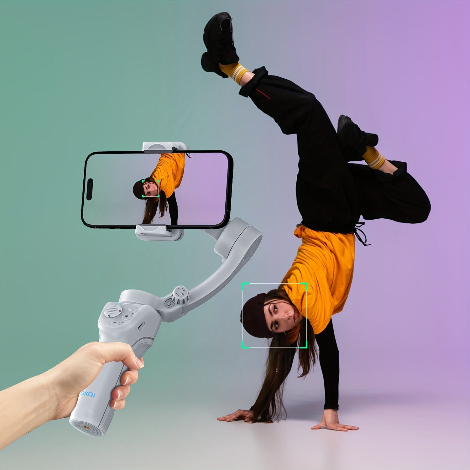 3-akseli smartfon gimbal stabilizatori, ActiveTrack bilan, portativ, yig‘iladigan, videoblog yuritish uchun barqarorlashtiruvchi