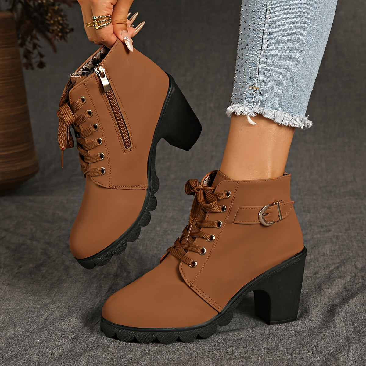 Women's Platform Wedge Boots Non-slip Rubber Sole Winter All-Season