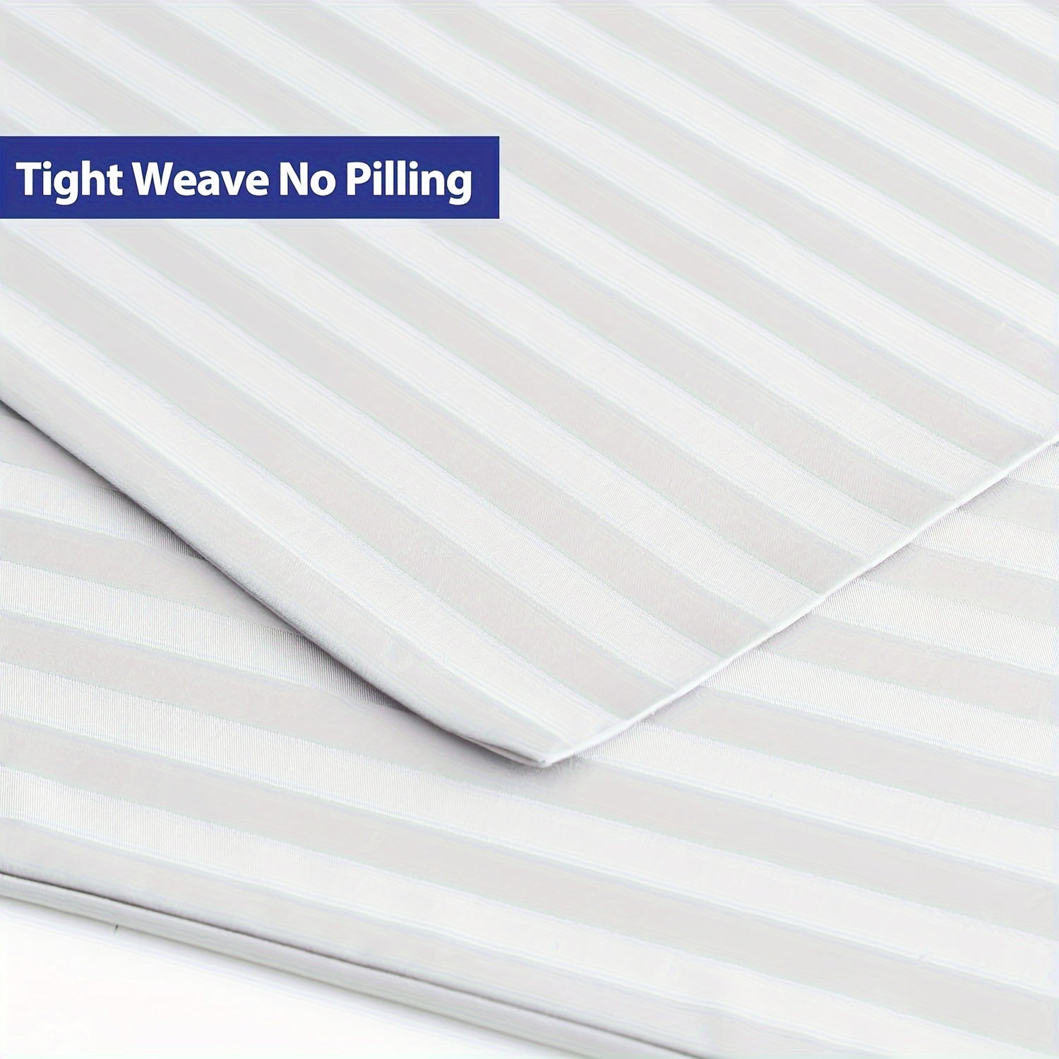 Set of 2/4 Striped Pillow Protectors with Zipper Breathable Polyester for Bed and Guest Use