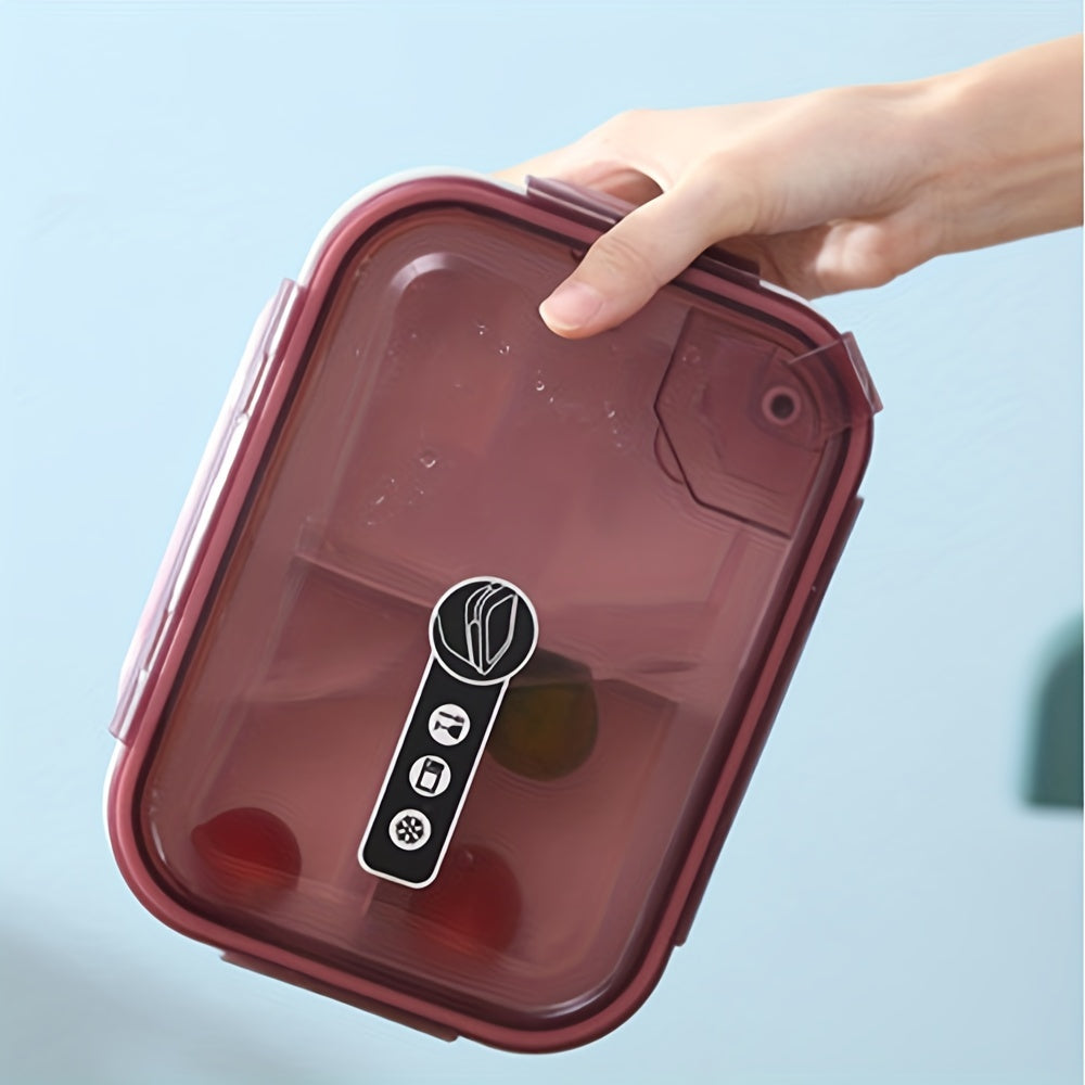 Multi-Functional Plastic Lunch Box with Dividers, Microwave Safe, Square Container