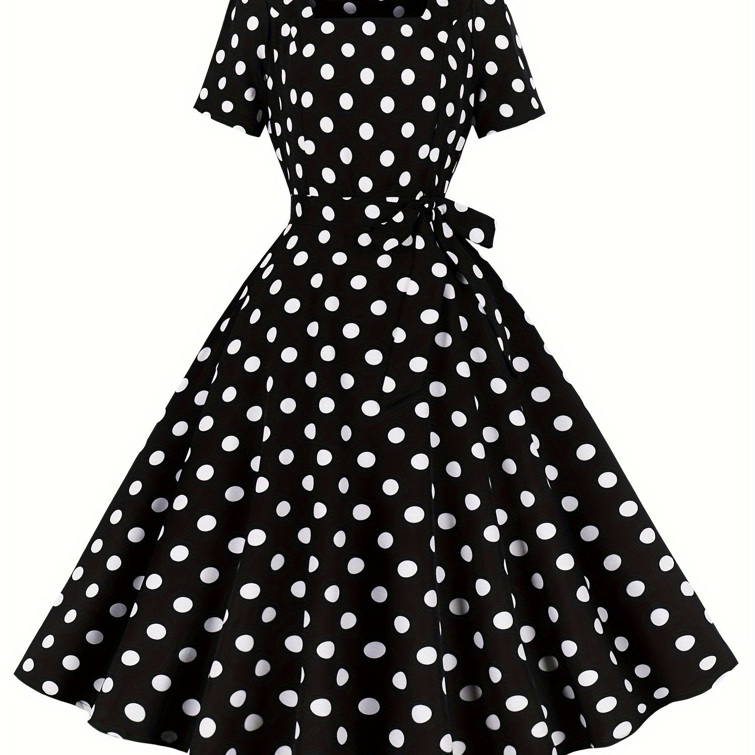 Polka Dot A Line Vintage Kiyim, Qisqa Yengli Ayollar Uchun Bayram Kiyimi