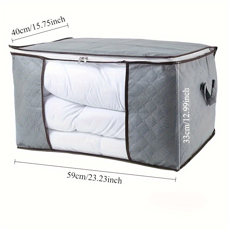 Extra-Large Foldable Storage Bag with Reinforced Handles for Comforters Blankets Bedding Durable Thick Fabric Clear Window Sturdy Zipper