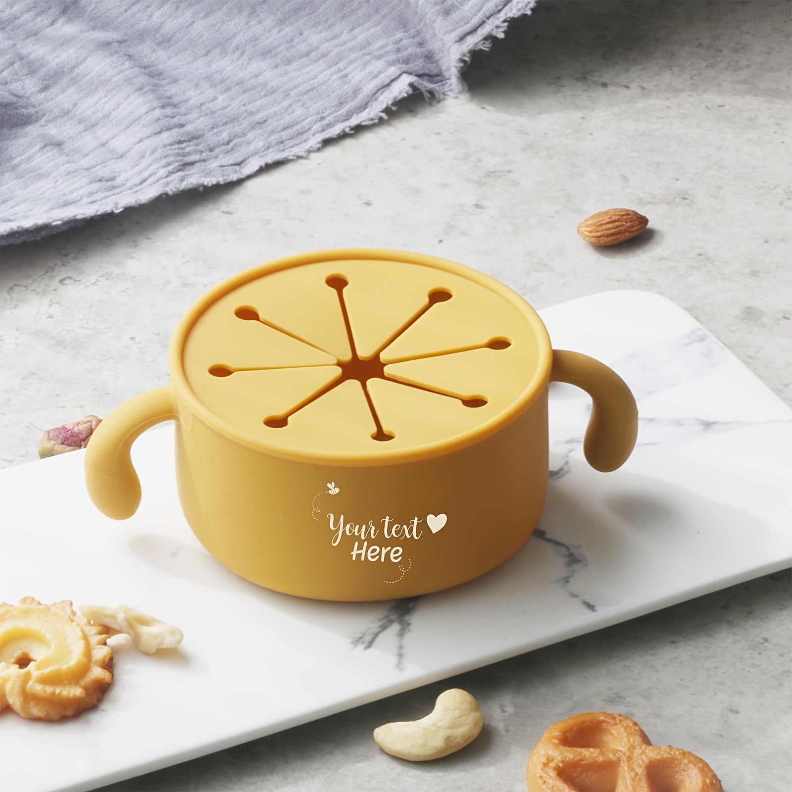 Top-Selling Baby Silicone Snack Bowl with Lid, Non-Slip, Personalized