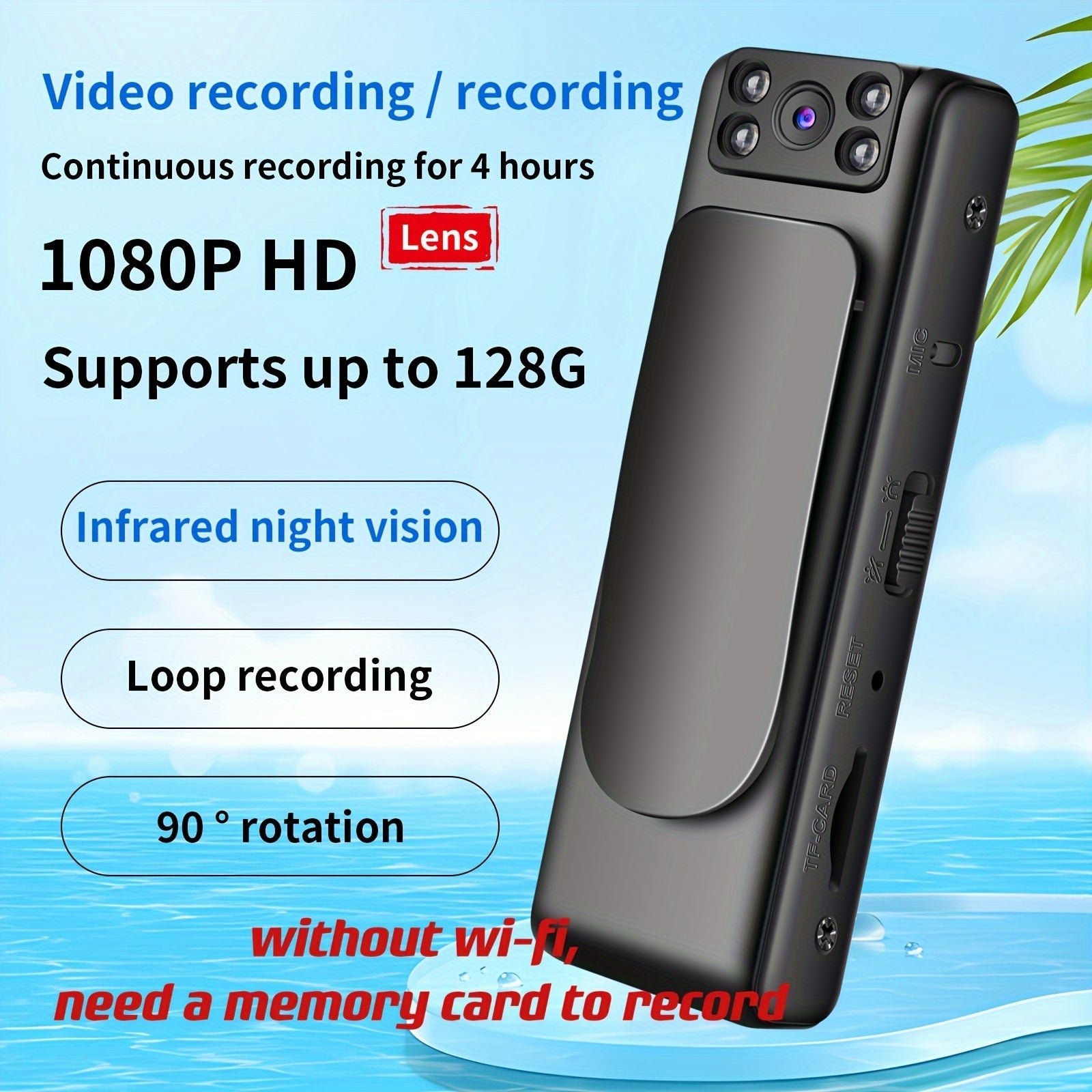 1080P Wearable Body Camera with Night Vision Voice Recorder Action Camera for Sports and Cycling
