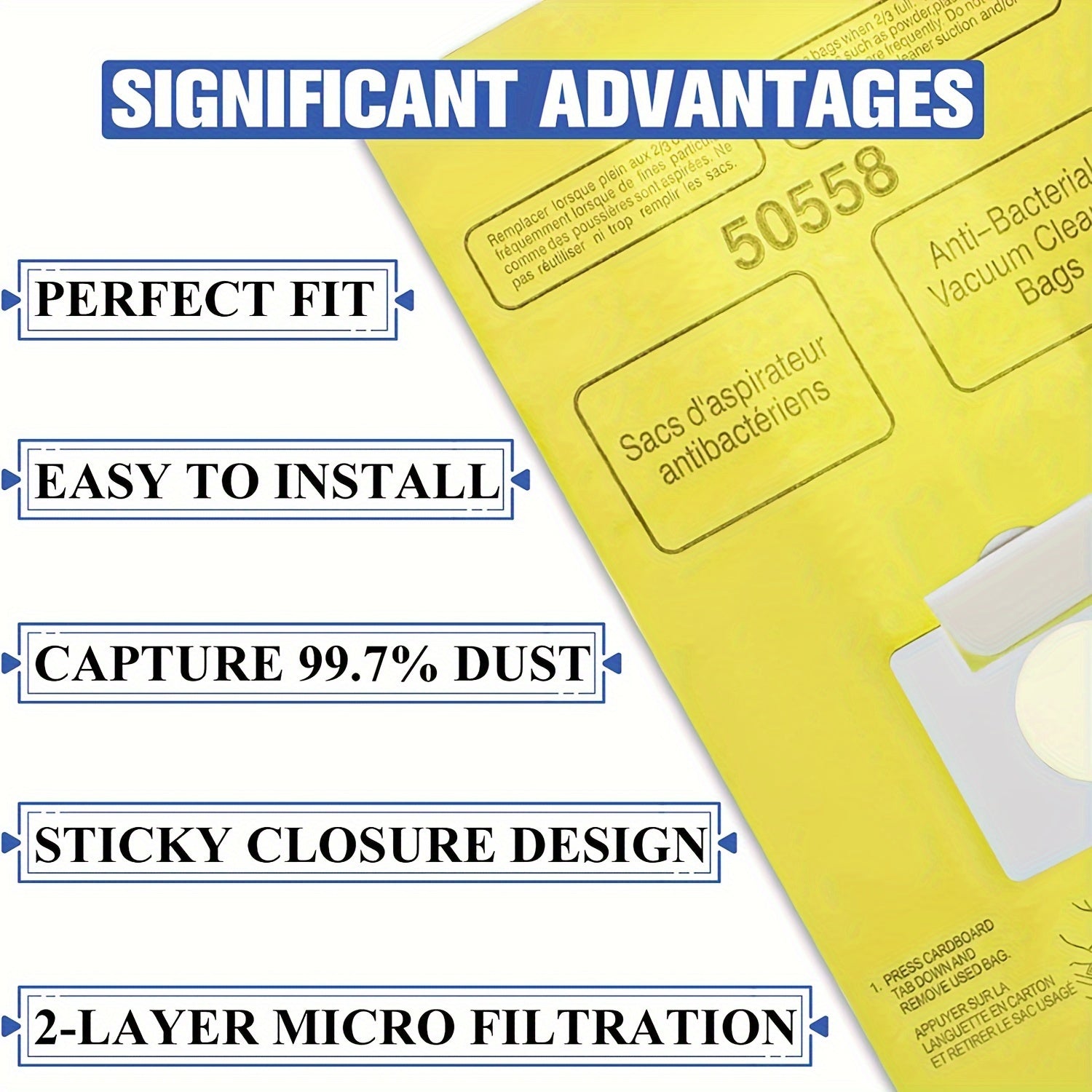 Kenmore Canister C, Q, C/Q, CQ, 5055, 50555, 50558, 50557, 50104 va Panasonic Type C-5, C-18, C-19, MC-V295H, MC-V150M uchun qulay 12 ta to'plamda premium almashtirish vakuum tozalovchi chang sumkalari.