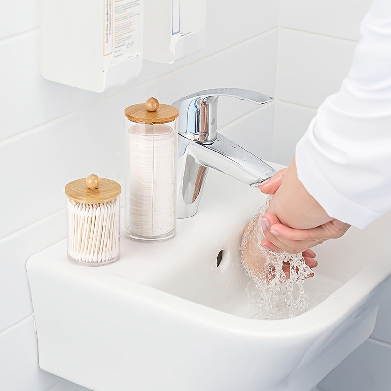 Organizador de almacenamiento para baño boho chic de 3 piezas con tapas de bambú