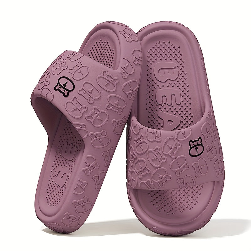 Women's Men’s Cartoon Bear Slip-On Sandals Pink Purple EVA Indoor Outdoor