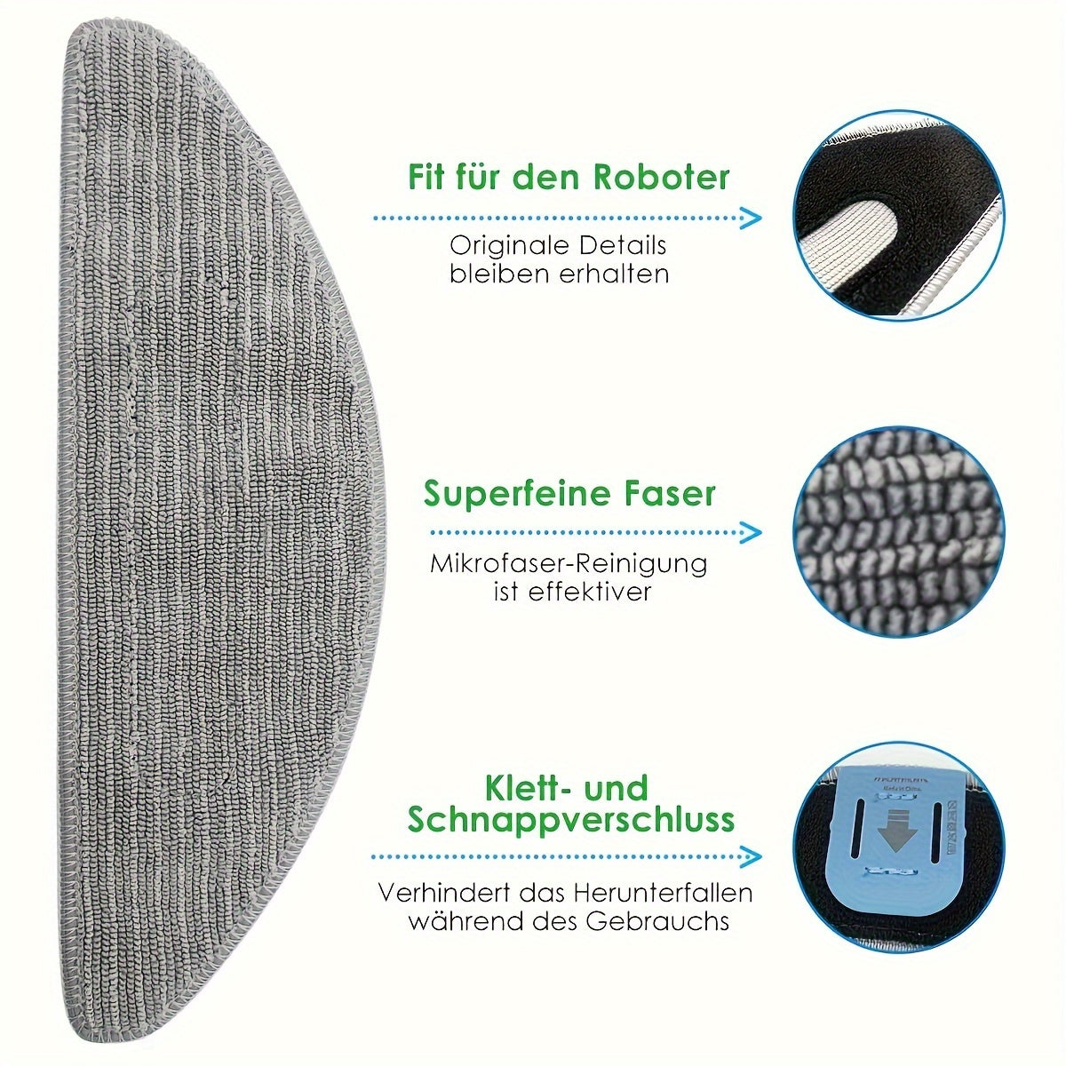 Replacement Mop Pads for Robot Vacuum and Mop, Washable Reusable, Superfine Cleaning