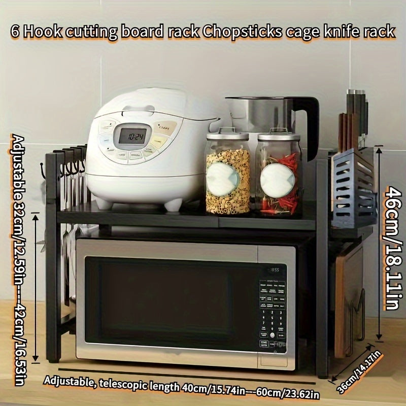 Durable Carbon Steel Kitchen Storage Rack with Adjustable Shelves for Countertop and Cabinet Organization