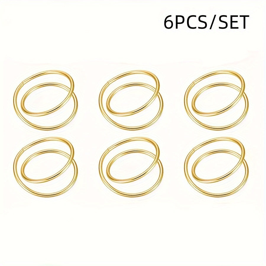 Set of 6 Zinc Alloy Napkin Rings for Table Decoration in Restaurant or Hotel