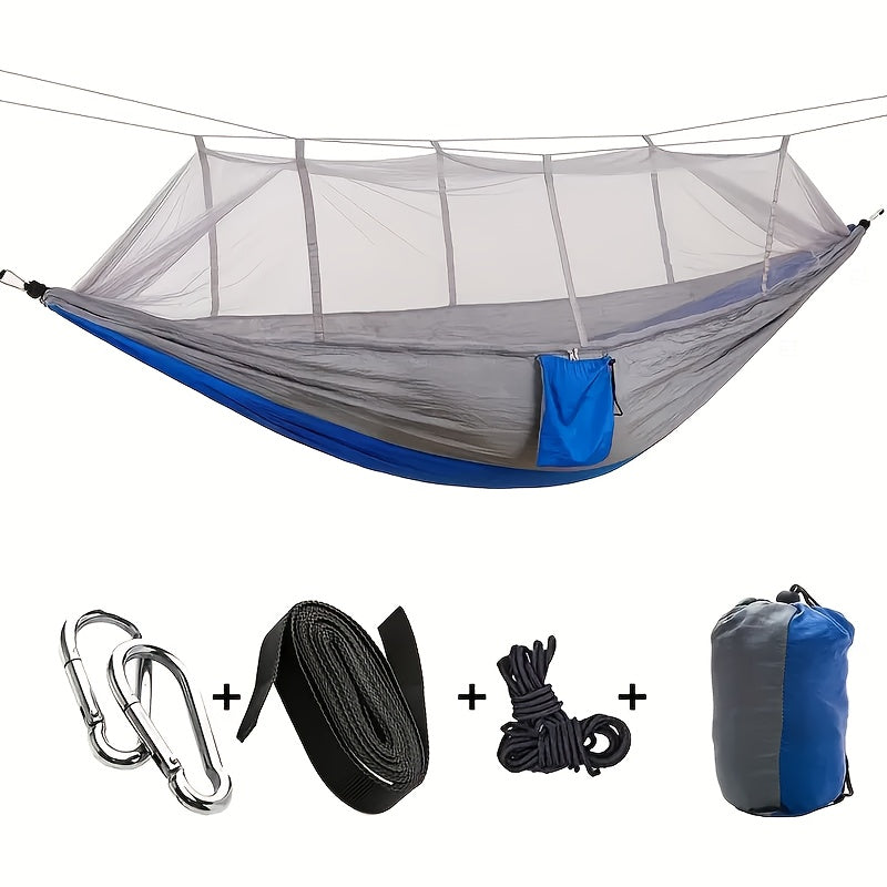 2-Person Camping Hammock with Mosquito Net Durable Nylon 272KG Capacity Outdoor Swing Rope