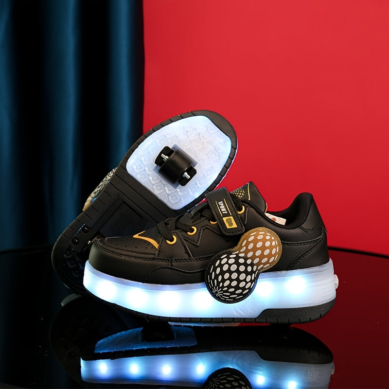 Girls Low-Top Skate Shoes with USB Rechargeable Light Breathable Lightweight Removable Roller Skates for Indoor Outdoor All-Season