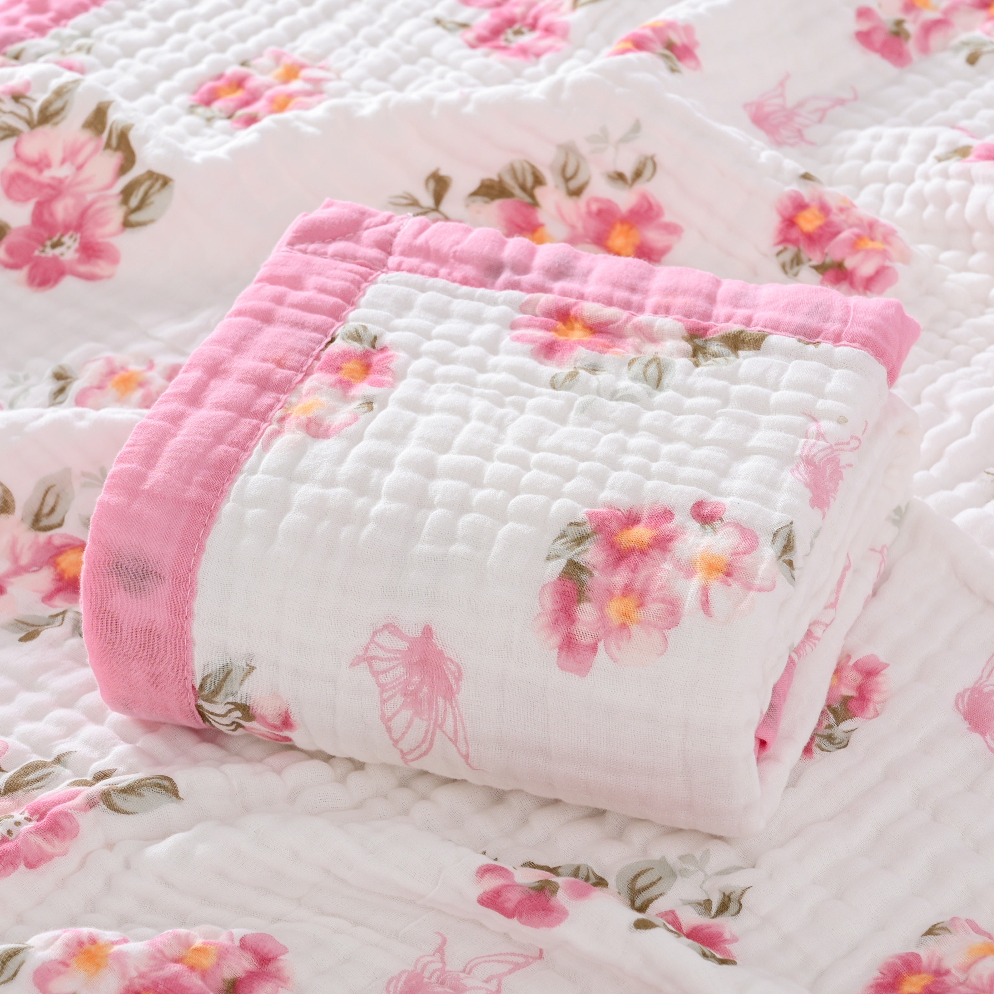 Cotton Gauze Throw Blanket with Cartoon Pattern Hypoallergenic Stain-Resistant for Bed Bath Office