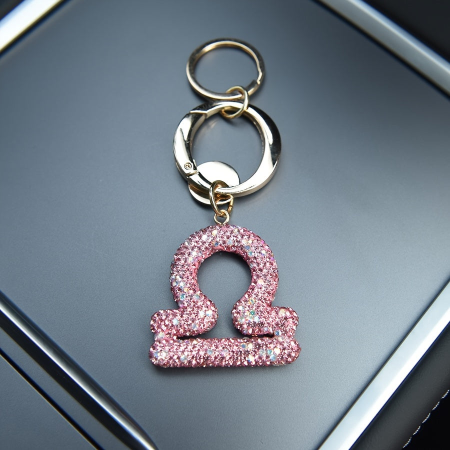 Llavero de resina rosa y metal con cristales para bolsos y mochilas