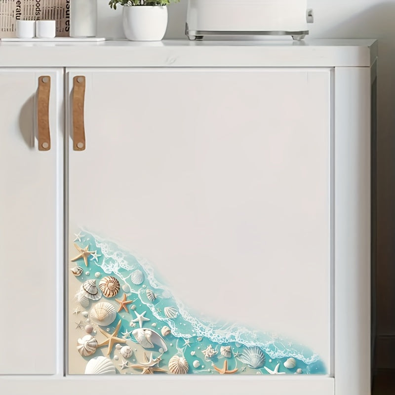 Beach Themed Toilet Lid Decal Starfish Conch Shell Bathroom Wall Sticker for Christmas Halloween
