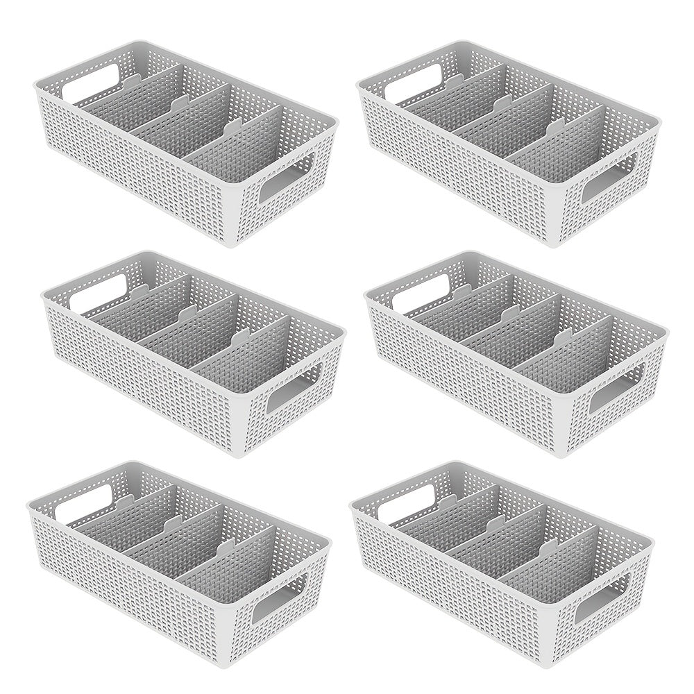 Multi-Purpose Woven Storage Box with Divider for Bathroom and Kitchen Cabinets 1-8 Pieces