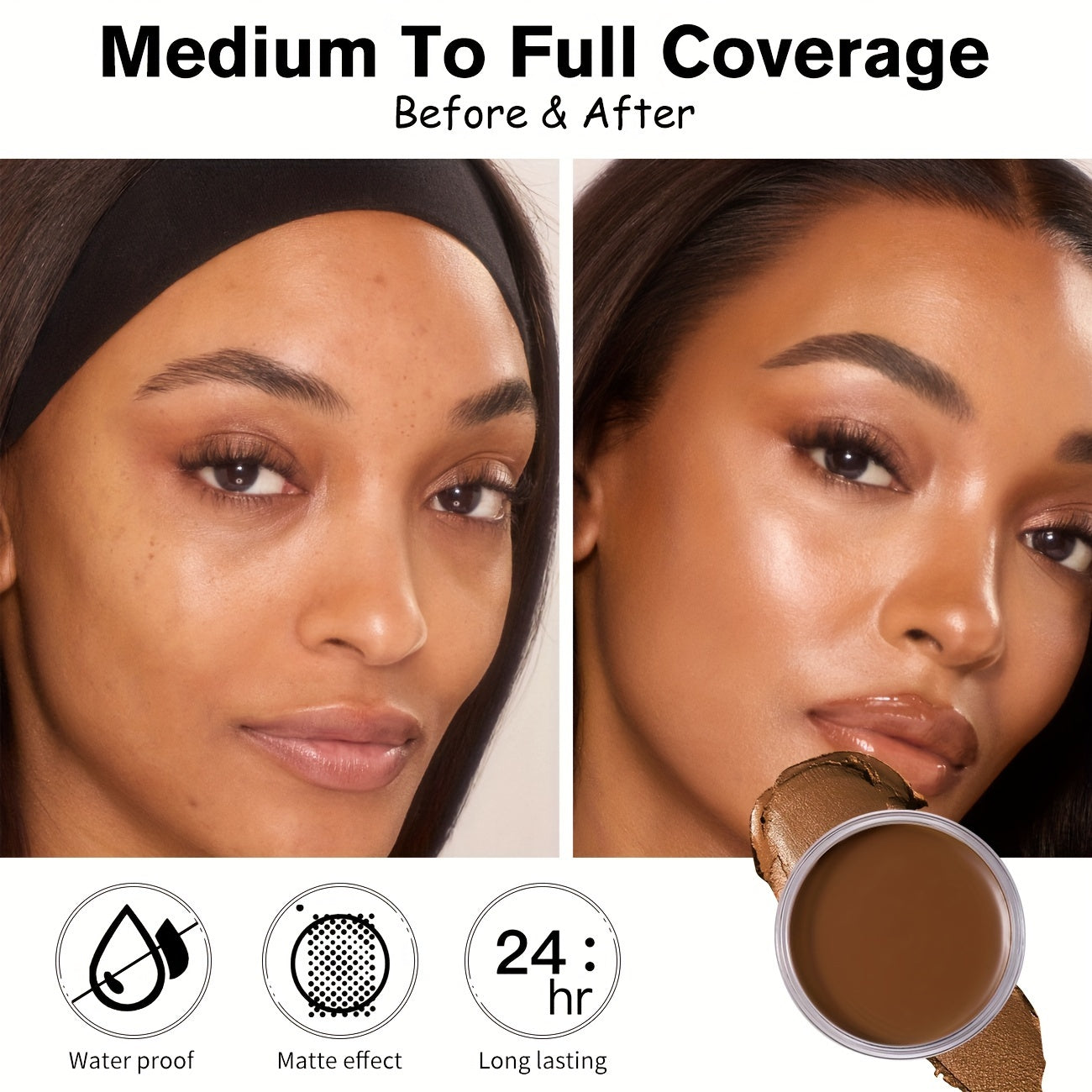 Women Full Coverage Cream Foundation Long Lasting Moisturizing Blemish Concealer 0.7oz