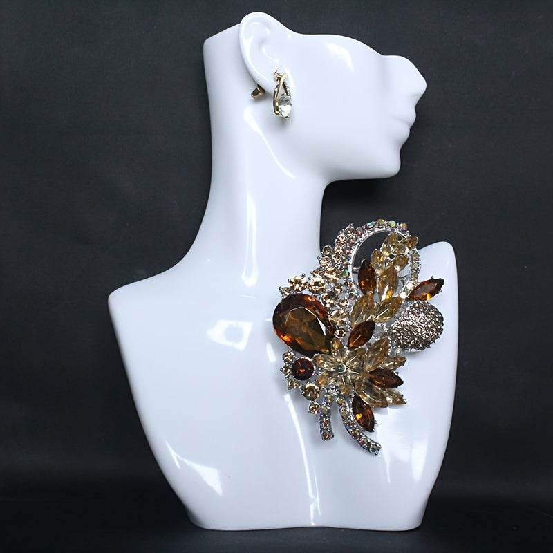 High-End Rhinestone Flower Lapel Pin for Women's Clothing Accessories