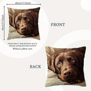 Shokoladli Lab Dog Print Throw Pillow Cover - Ikkala Tomonlama, To'qilgan Polyesterdan Yasalgan - Uy Dekoratsiyasi uchun Bezakli Yostiq Qopqog'i - Sevishganlar, Halloween, Rojdestvo uchun Mos - O'lchami: 45.72x45.72 sm - Yostiq Qo'shimchasi Kiritilmagan