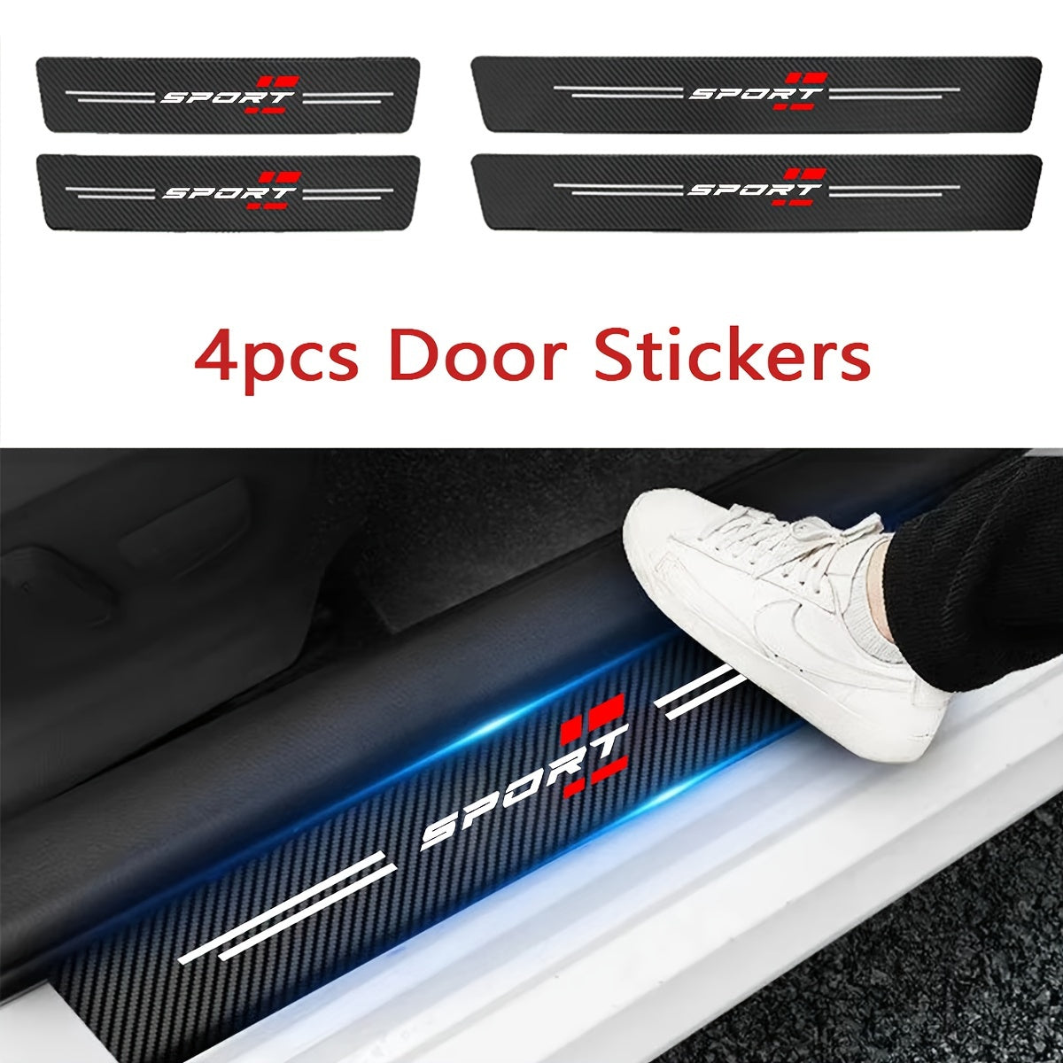 Car Door Sill Protectors Waterproof PVC Leather Scratch and Collision Prevention 1 or 4 Pack