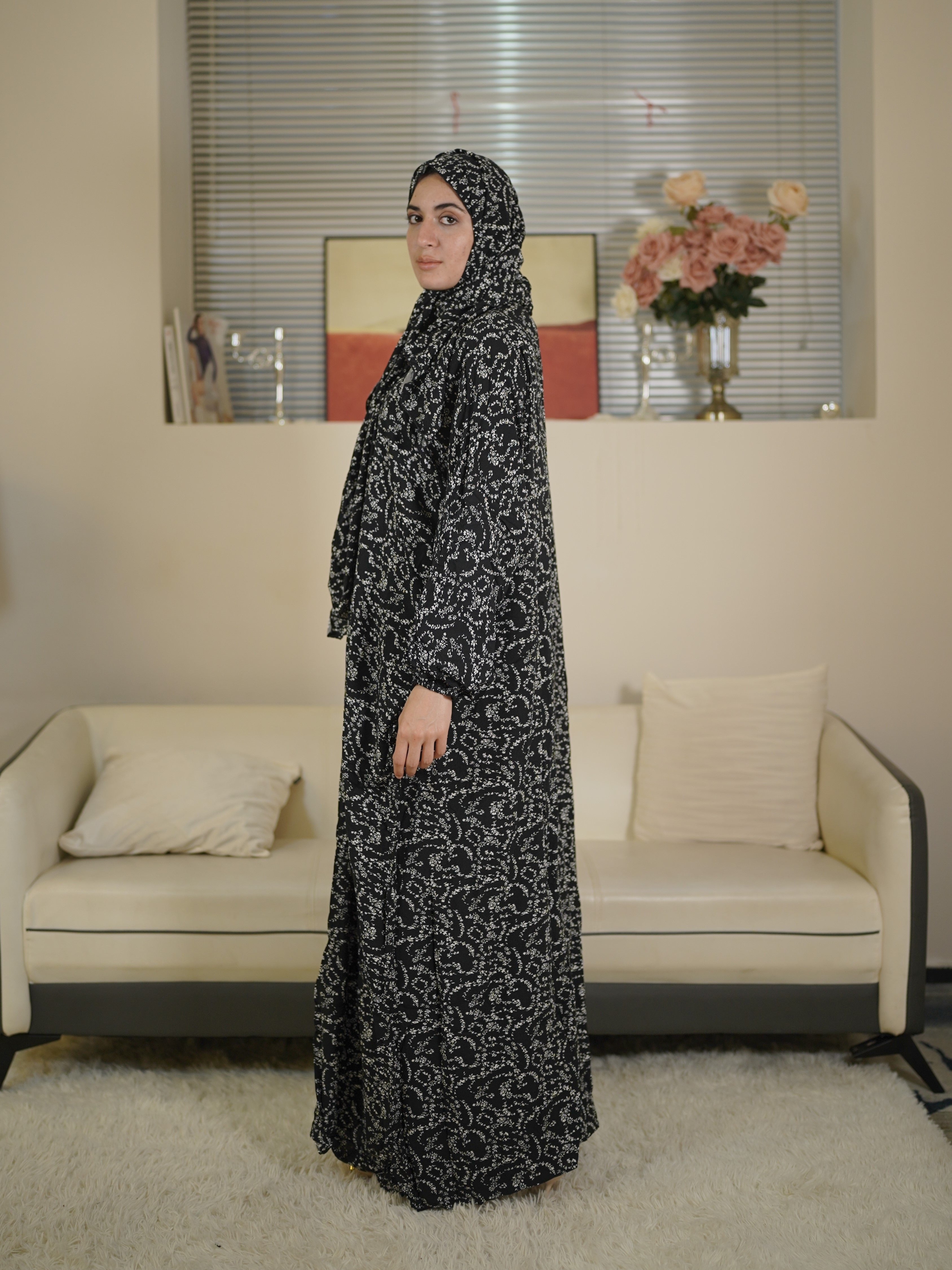 Plus Size Floral Print Maxi Dress Long Sleeve Modest Clothing