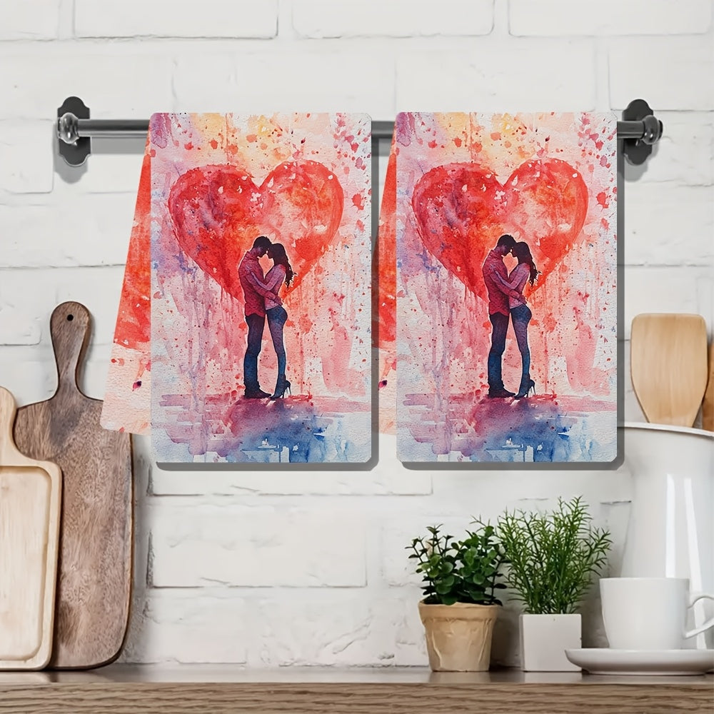 Пара мягких кухонных полотенец 40x40 см, впитывающих, для рук и посуды, праздничный декор