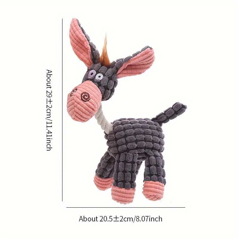 Plush Donkey Dog Toy Bite-Resistant Teeth Grinding Sound Pet Chew