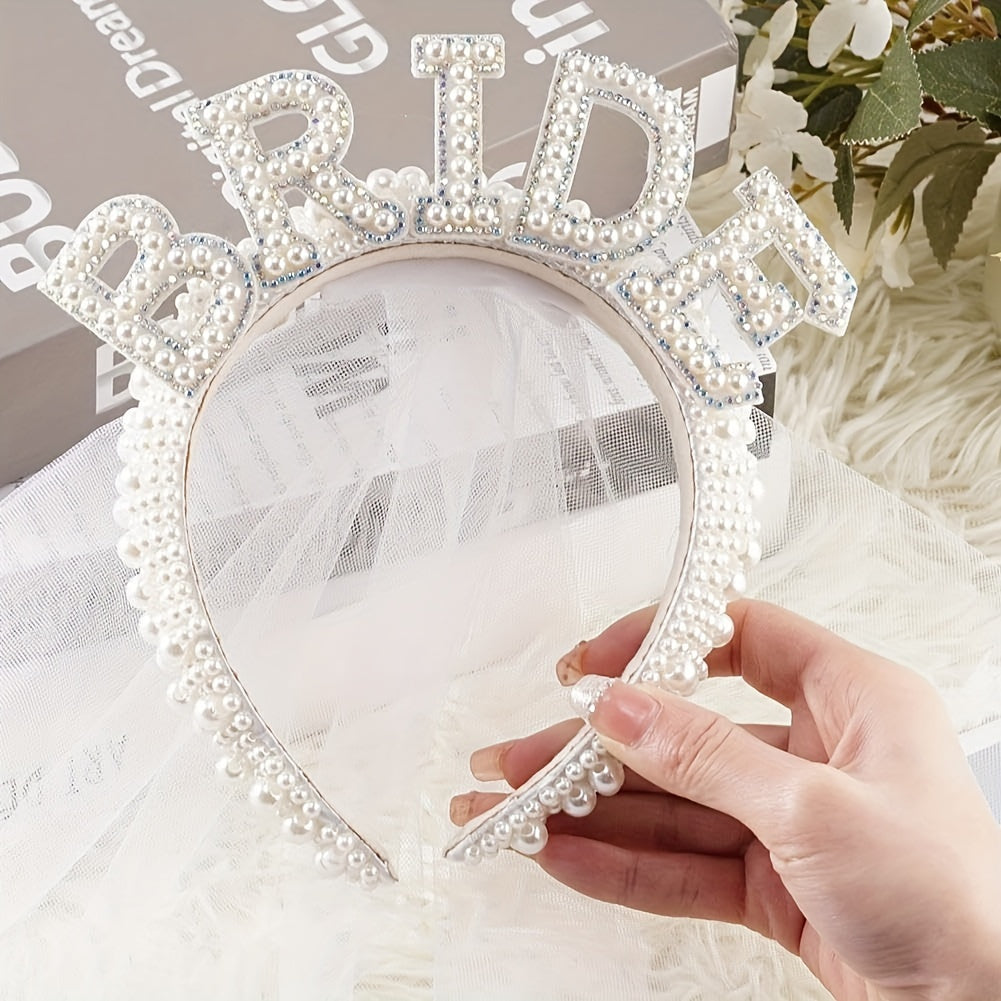 Diadema de novia con perlas falsas, accesorio para el cabello de princesa para novias
