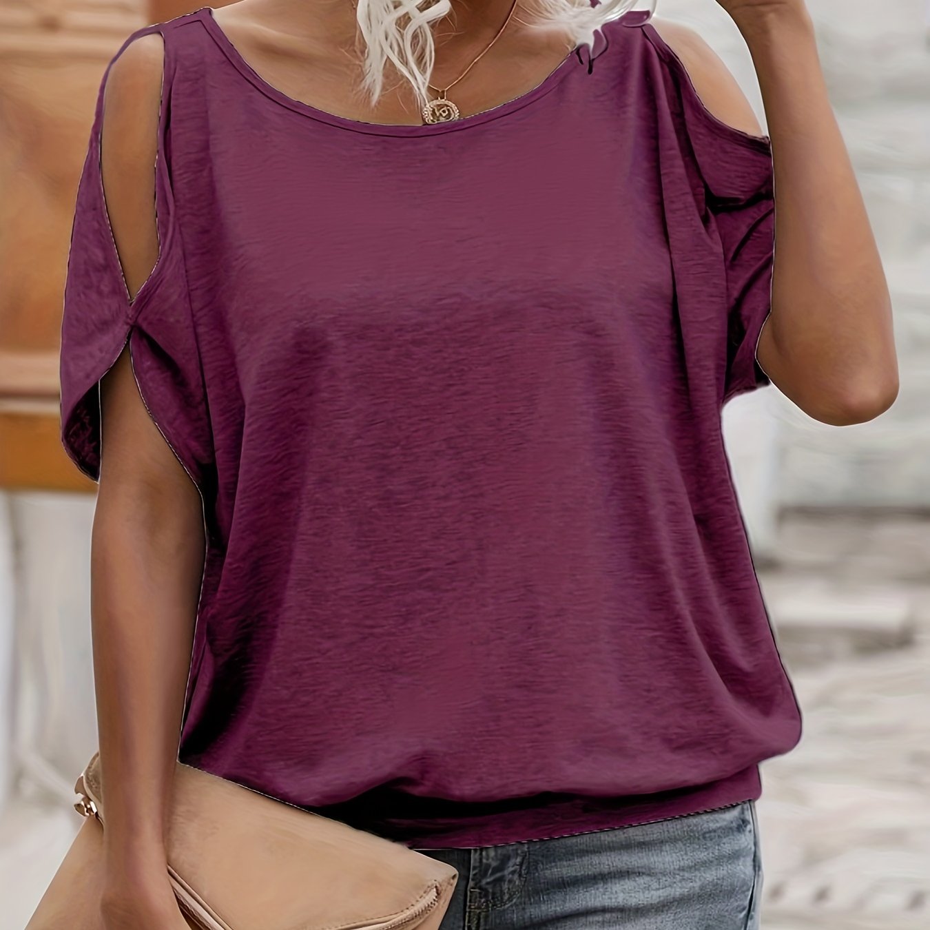 Women's Strapless Knit Top Made of 100% Polyester Casual Spring Fall Versatile Solid Color