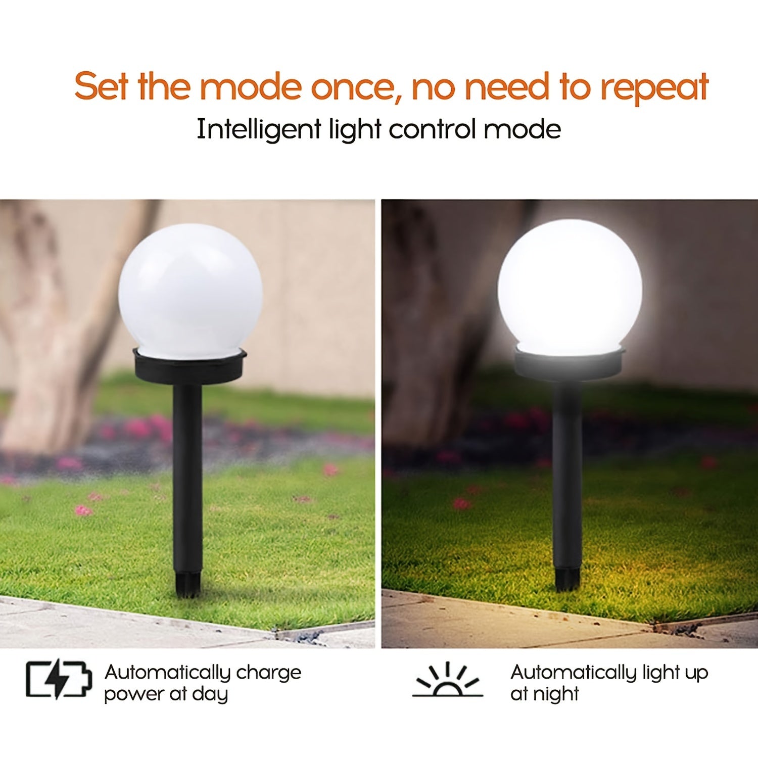 3 ta paket quyosh energiyali globosimon bog' chiroqlari tashqi yo'lak, maysa, hovli bezaklari, oq LED