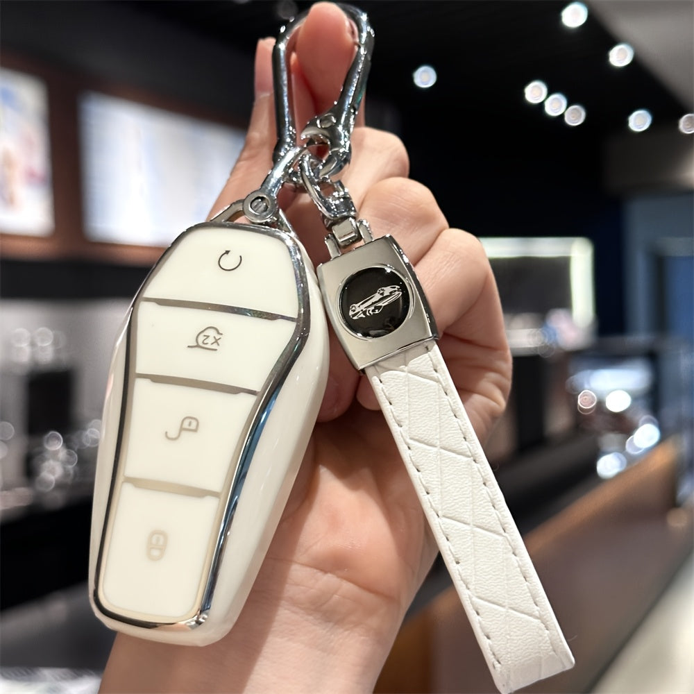 Car Key Fob Cover with Keychain for EV Remote Control Protect Shell Accessories