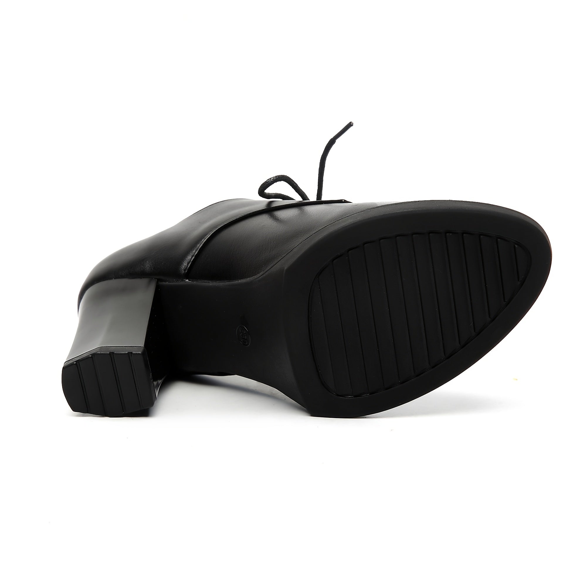 Women's Chunky Heel Round Toe Pumps Black Synthetic Block Heel Dress Shoes