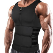 Men's Neoprene Sauna Zip-Up Training Vest with Waist Straps