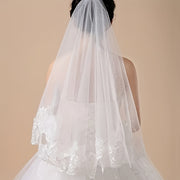 Women's Wedding Veil with Floral Lace Edge Elegant Bridal Accessory