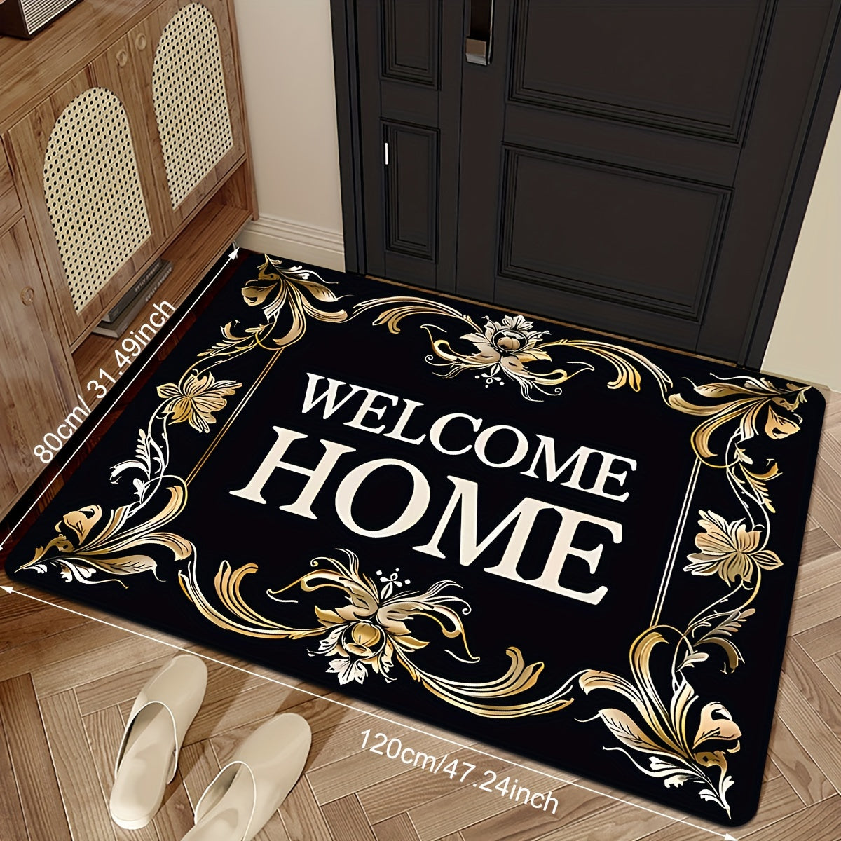 Welcome Home Monogram Entrance Mat Non-Slip Stain-Resistant Indoor Outdoor Rug