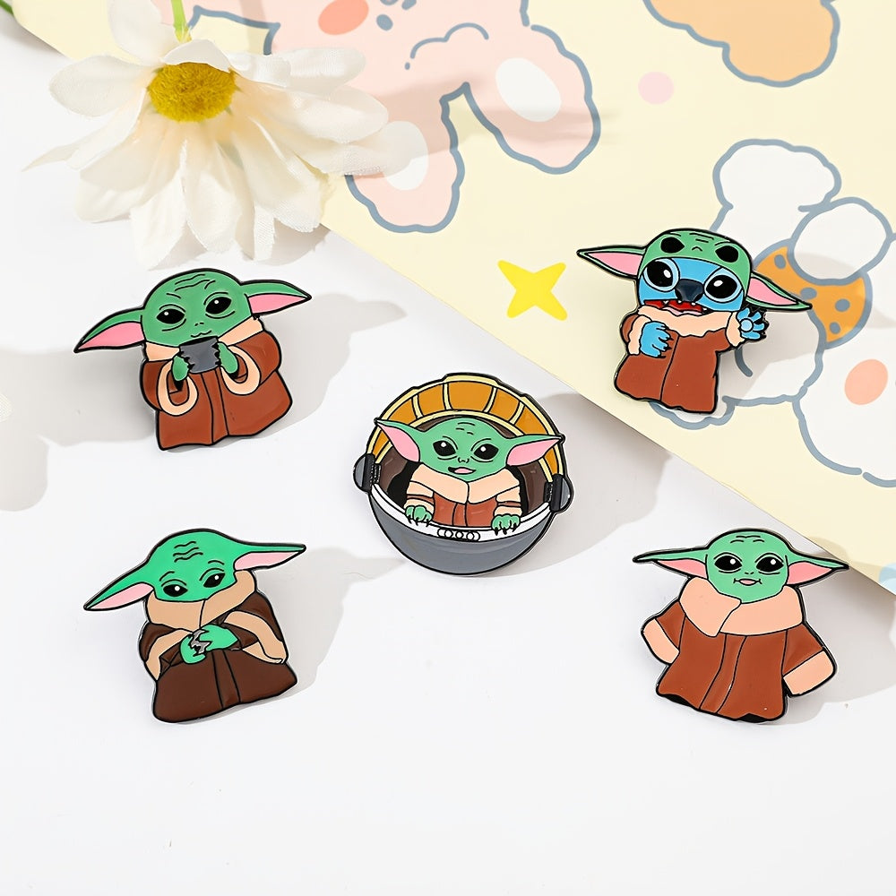 Set of 6 Yoda Enamel Pins Minimalist Alloy Brooches for Bags and Clothing