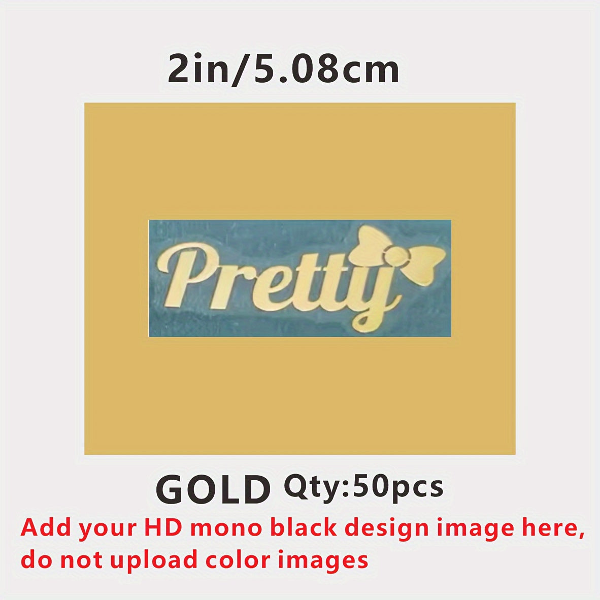 Maxsus elektroplatlangan yorliqlar, stikerlar, logotiplar, 50 ta set, oltin, kumush, 1.6-2 dyuym