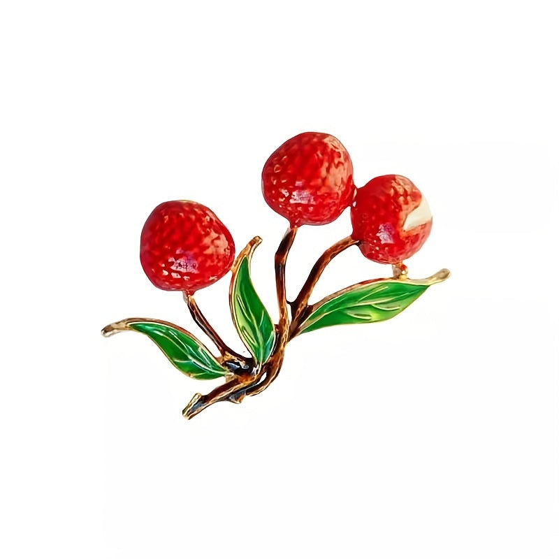 Lychee Fruit Brooch Pin Resin Lapel Pin for Women's Coats Stylish Adorable Unique Design