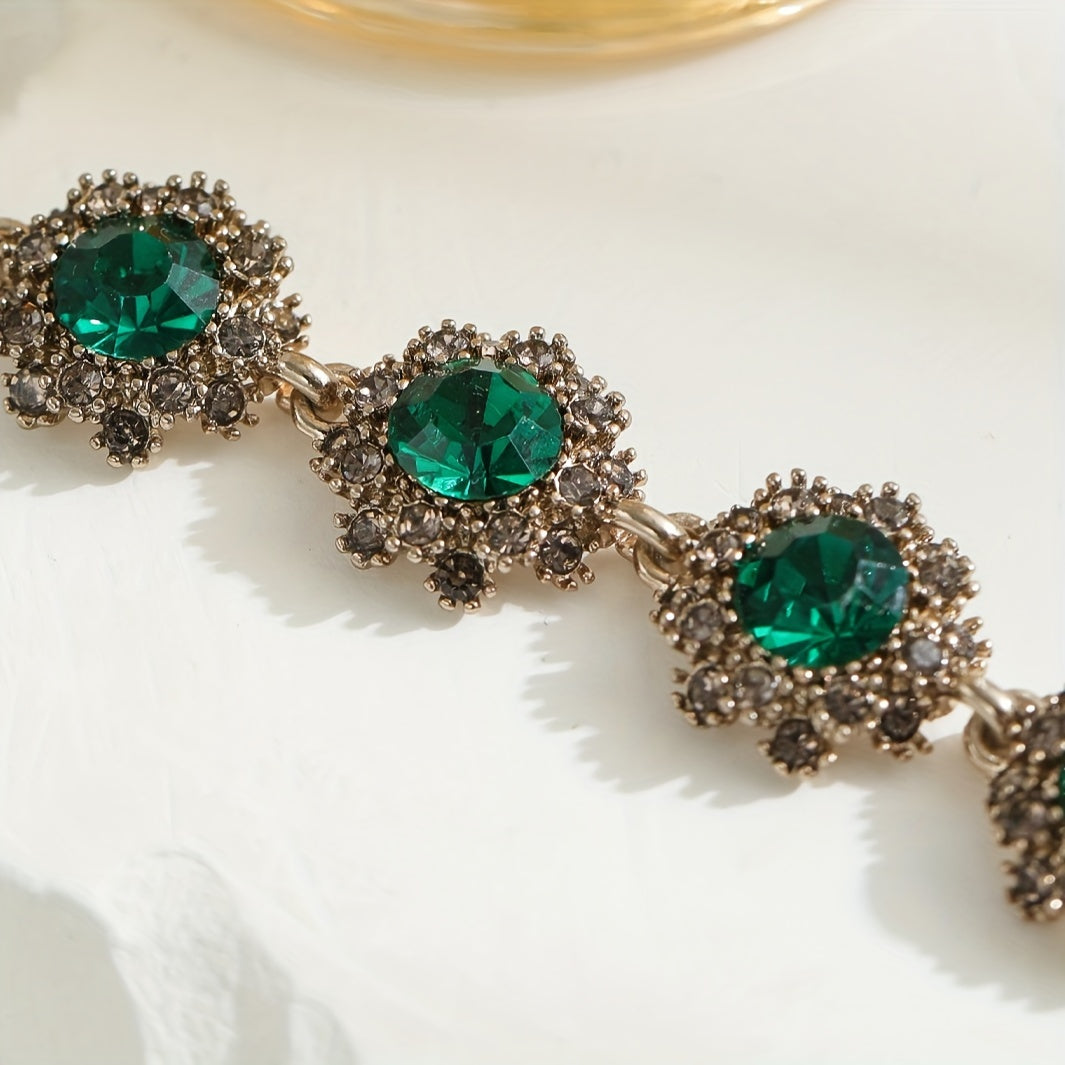 Retro Rhinestone Flower Bracelet for Women and Girls Elegant Jewelry